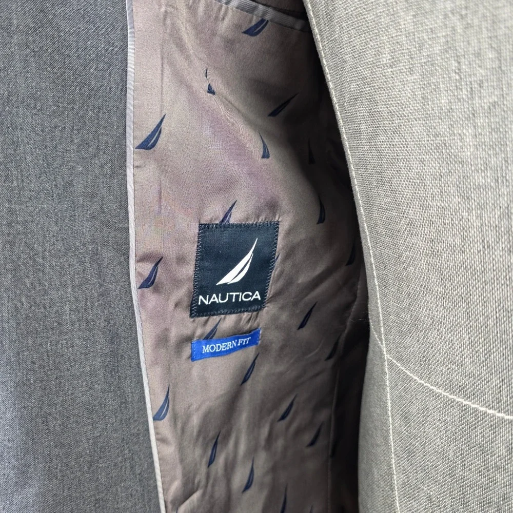 Nautica 2 Piece Suit Mens Chest 36R Pants‎ 30Wx30L Charcoal Modern Fit NWT